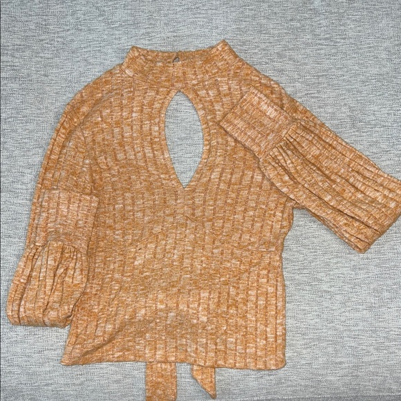 Elegant Orange Keyhole Blouse - Picture 1 of 4